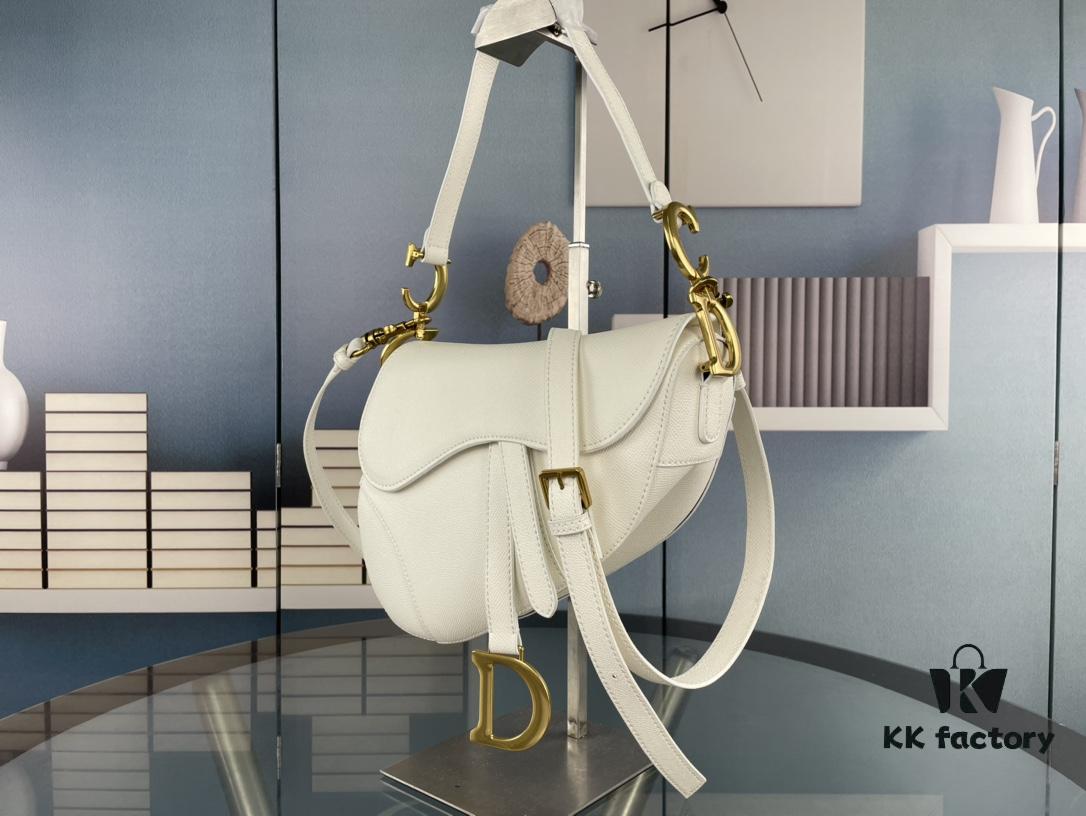 Large Size ♥️ Dior Saddle Bag, Vintage Pattern, Thin Strap, Palm Grain Series [Includes Retail Box 🎁]