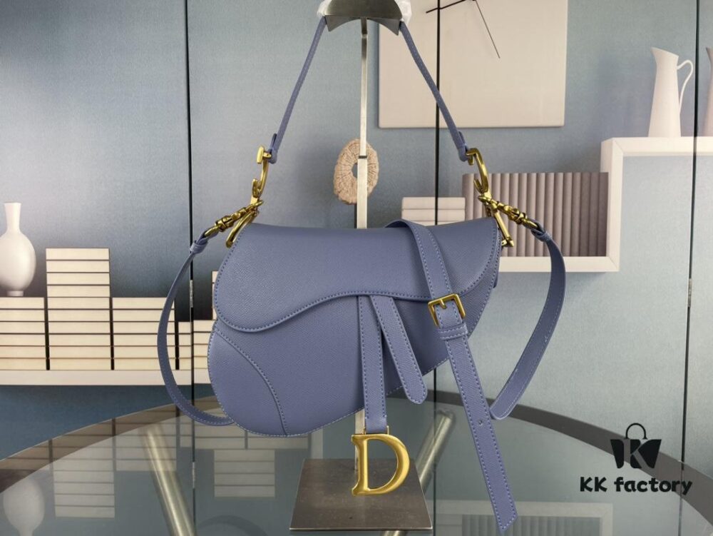 Large Size ♥️ Dior Saddle Bag, Vintage Pattern, Thin Shoulder Strap, Palm Texture Series [Includes Original Retail Box 🎁]