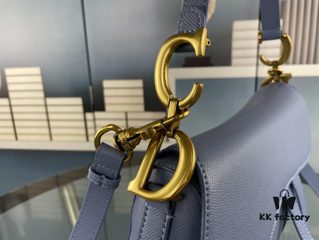 Large Size ♥️ Dior Saddle Bag, Vintage Pattern, Thin Shoulder Strap, Palm Texture Series [Includes Original Retail Box 🎁]