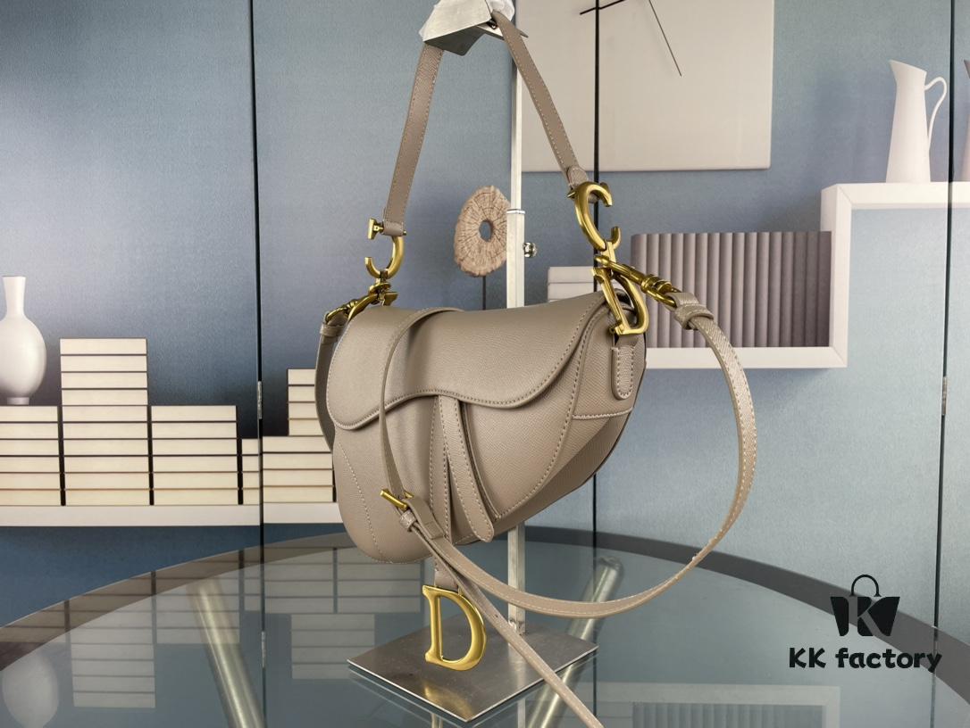 Large Size ♥️ Dior Saddle Bag, Vintage Pattern, Thin Strap, Palm Grain Series [Includes Retail Box 🎁]