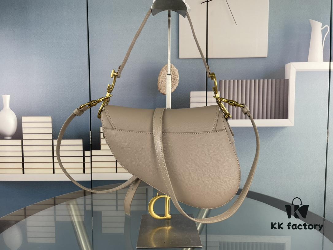 Large Size ♥️ Dior Saddle Bag, Vintage Pattern, Thin Strap, Palm Grain Series [Includes Retail Box 🎁]