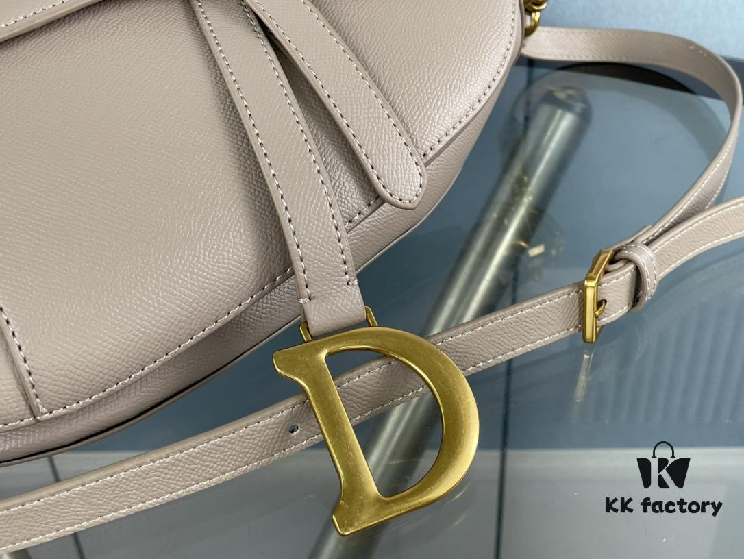 Large Size ♥️ Dior Saddle Bag, Vintage Pattern, Thin Strap, Palm Grain Series [Includes Retail Box 🎁]