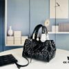 Dior Toujours Small Bag in Black Calfskin with Cannage Stitching