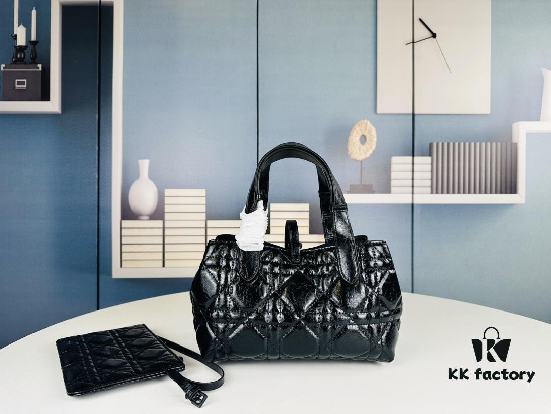 Dior Toujours Small Bag in Black Calfskin with Cannage Stitching