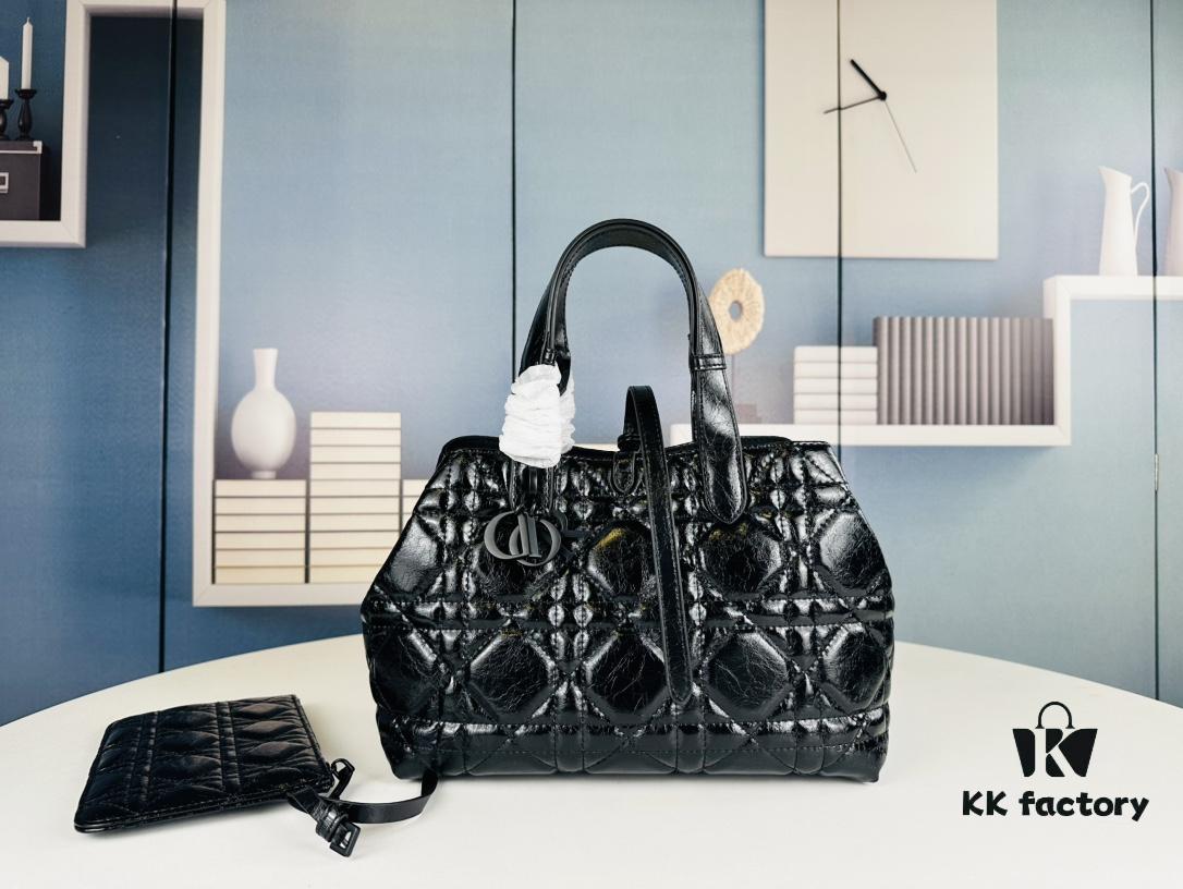 Medium Black Button Dior Toujours Bag