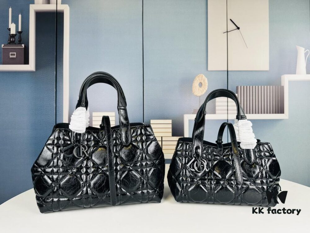 Medium Black Button Dior Toujours Bag