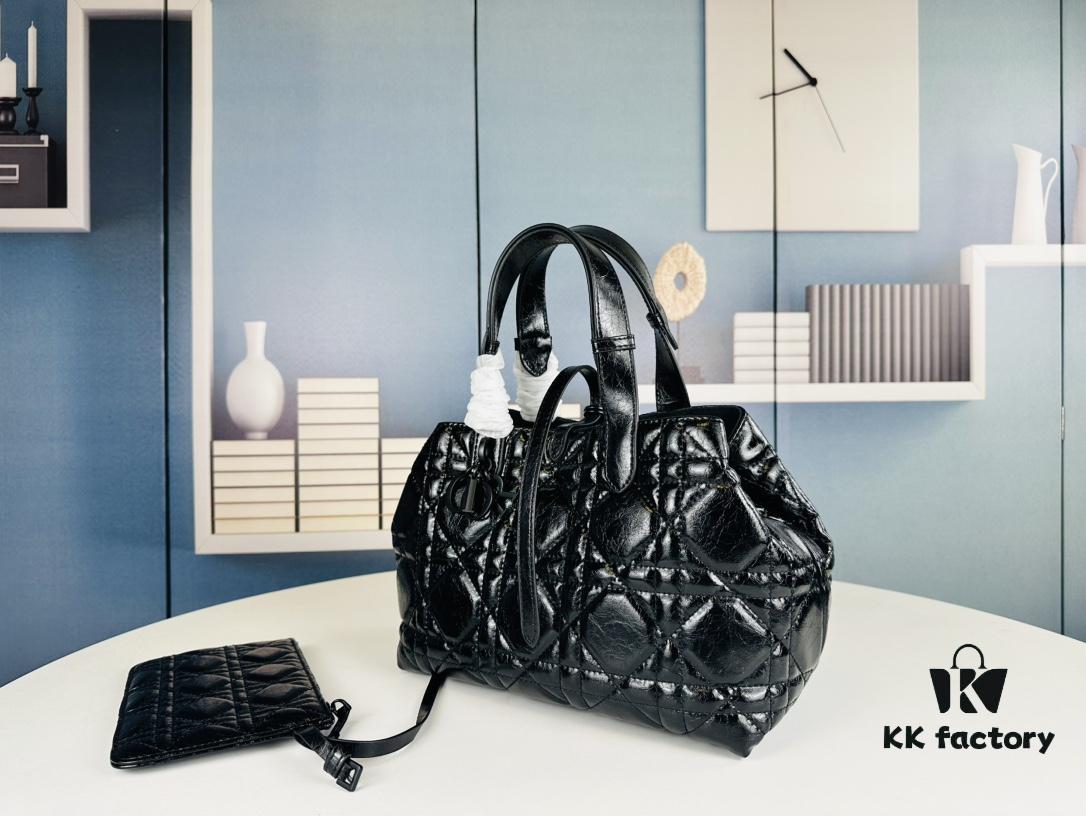 Medium Black Button Dior Toujours Bag