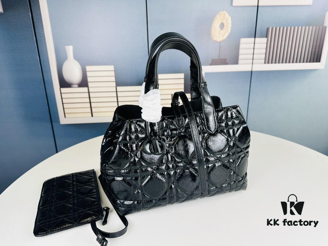 Medium Black Button Dior Toujours Bag