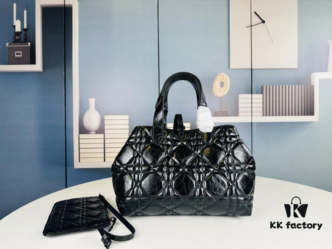 Medium Black Button Dior Toujours Bag