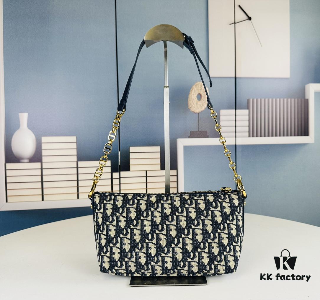 New Diorstar Hobo Chain Bag in Black Crinkled Calfskin with Cannage Stitching