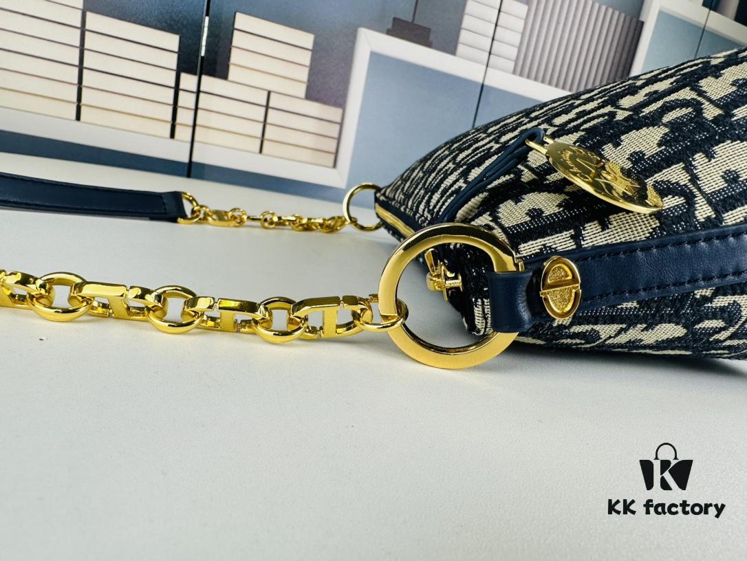 New Diorstar Hobo Chain Bag in Black Crinkled Calfskin with Cannage Stitching