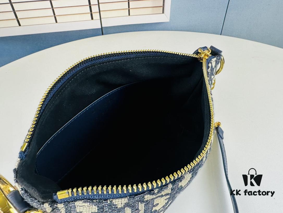 New Diorstar Hobo Chain Bag in Black Crinkled Calfskin with Cannage Stitching