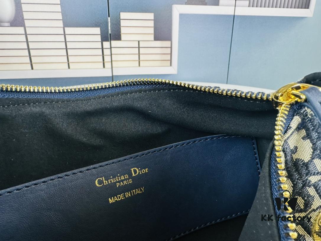 New Diorstar Hobo Chain Bag in Black Crinkled Calfskin with Cannage Stitching