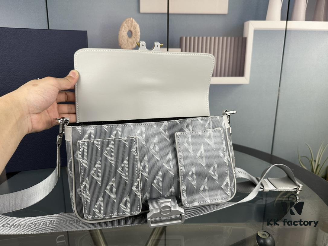 Dior Gray Black Hit the Road Bag with Shoulder Strap