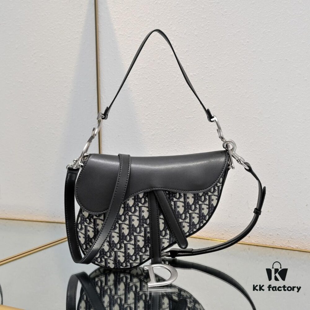 Vintage Flower Saddle Bag with Leather Trim, Original Large Size | Dior Saddle Denim Collection | Highest Quality Version Online | Includes Authentic Store Shoulder Strap