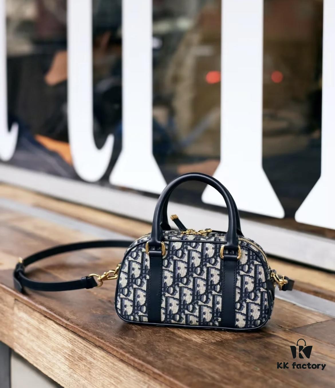 New Arrival in Stock!! Dior Top Quality D-Vibe Bowling Mini Bag in Blue Oblique Print