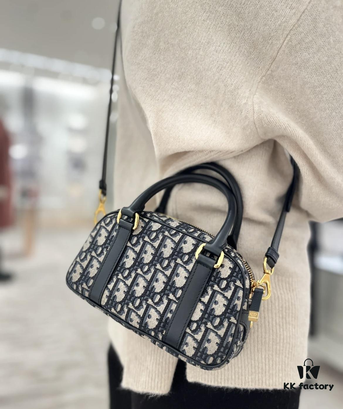 New Arrival in Stock!! Dior Top Quality D-Vibe Bowling Mini Bag in Blue Oblique Print