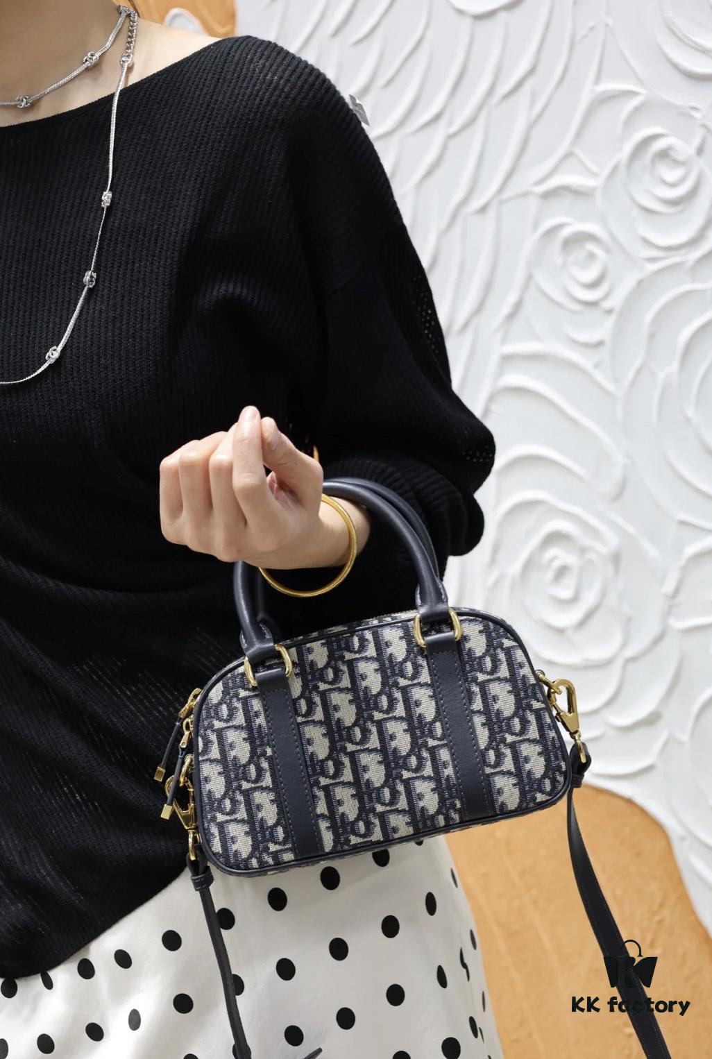 New Arrival in Stock!! Dior Top Quality D-Vibe Bowling Mini Bag in Blue Oblique Print