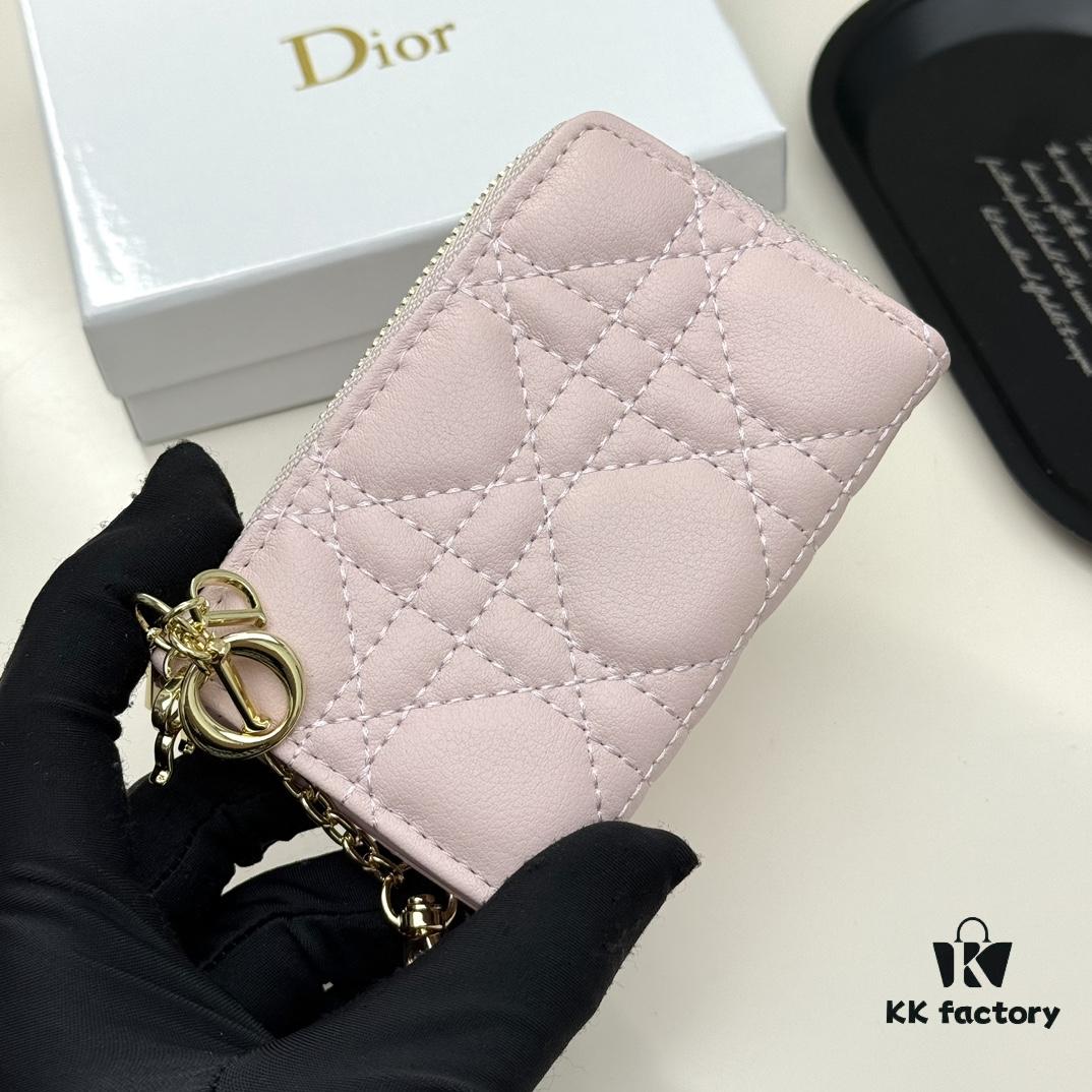 Dior 4778 Small Leather Pouch in Black and Pink