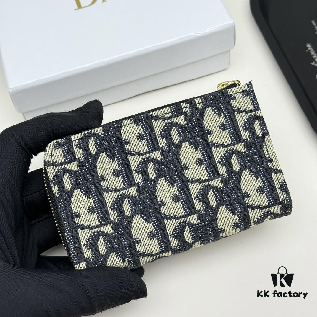 Dior 4779 Black and Burgundy Oblique Jacquard Canvas Wallet