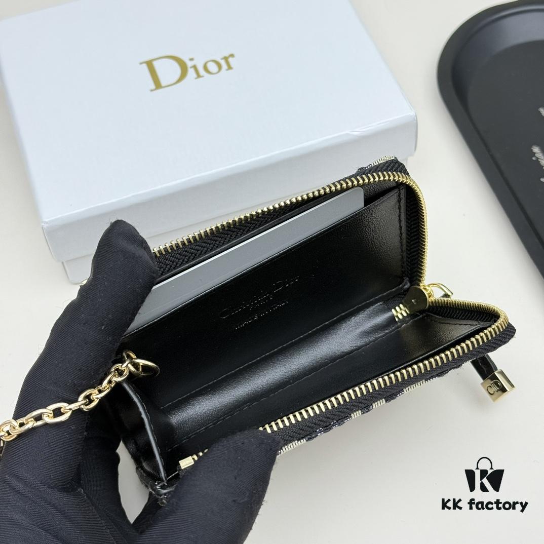 Dior 4779 Black and Burgundy Oblique Jacquard Canvas Wallet