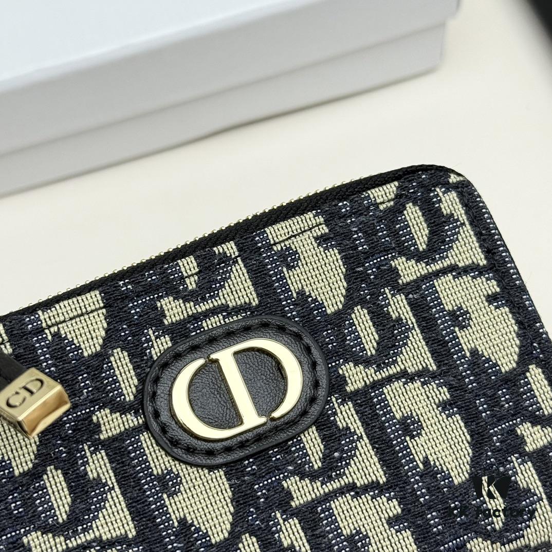 Dior 4779 Black and Burgundy Oblique Jacquard Canvas Wallet