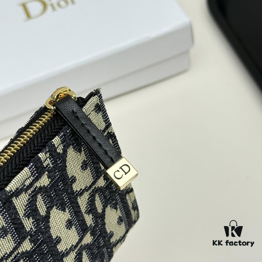 Dior 4779 Black and Burgundy Oblique Jacquard Canvas Wallet