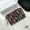 Dior 4779 Black and Burgundy Oblique Jacquard Canvas Wallet with Blue Calfskin Details