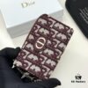 Dior 4779 Black and Burgundy Oblique Jacquard Canvas Wallet with Blue Calfskin Details