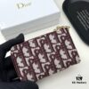 Dior 4779 Black and Burgundy Oblique Jacquard Canvas Wallet with Blue Calfskin Details