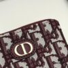 Dior 4779 Black and Burgundy Oblique Jacquard Canvas Wallet with Blue Calfskin Details