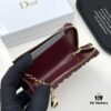 Dior 4779 Black and Burgundy Oblique Jacquard Canvas Wallet with Blue Calfskin Details