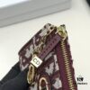 Dior 4779 Black and Burgundy Oblique Jacquard Canvas Wallet with Blue Calfskin Details