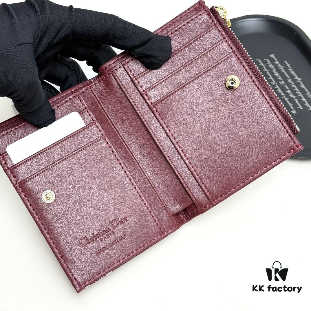 Dior 796 Black and Burgundy Mini Wallet