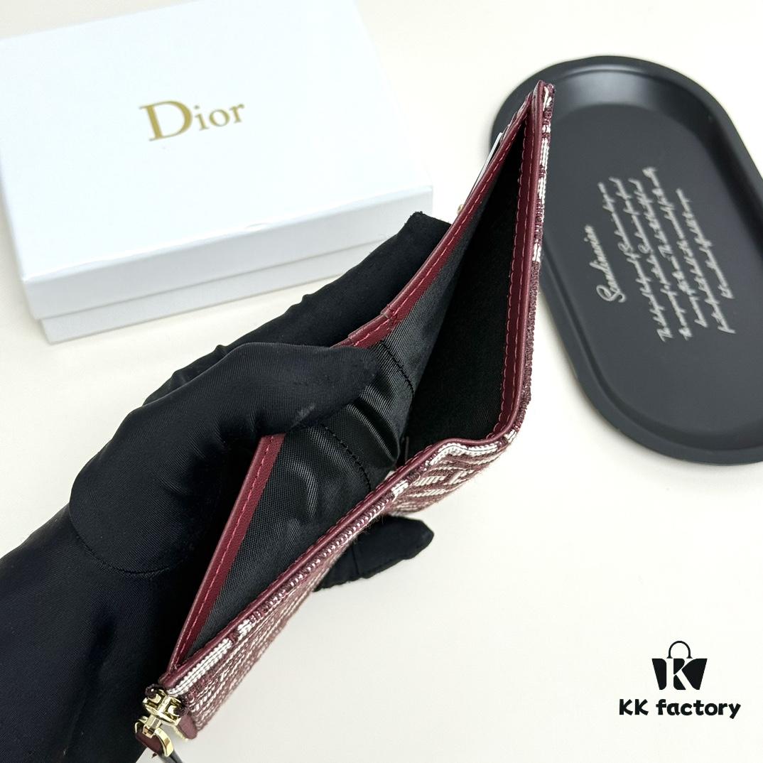 Dior 796 Black and Burgundy Mini Wallet