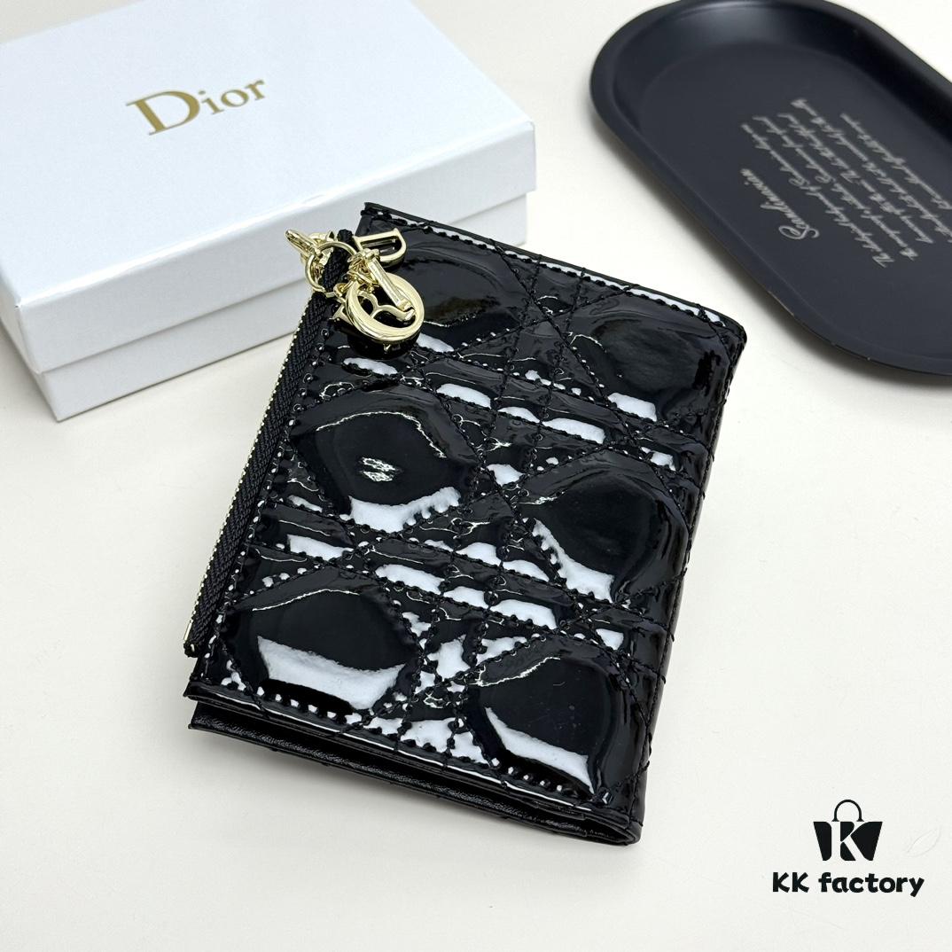 Dior 797 Black and Burgundy Small Leather Wallet