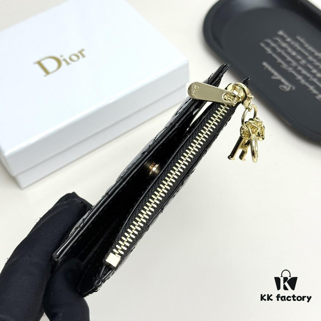 Dior 797 Black and Burgundy Small Leather Wallet