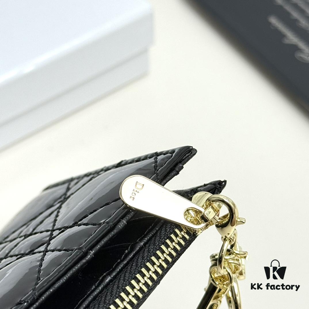 Dior 797 Black and Burgundy Small Leather Wallet