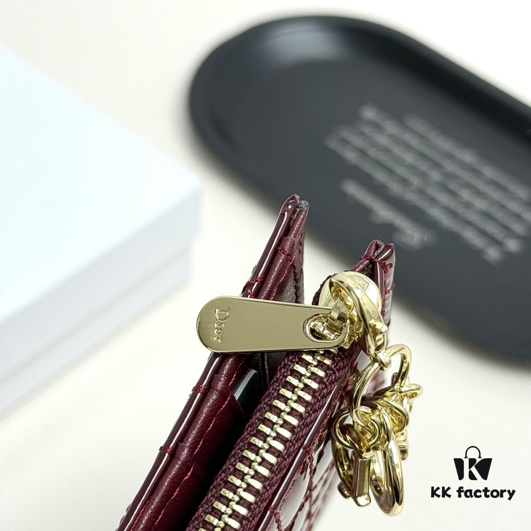 Dior 797 Black and Burgundy Small Leather Wallet