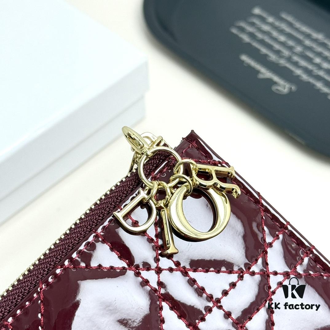 Dior 797 Black and Burgundy Small Leather Wallet