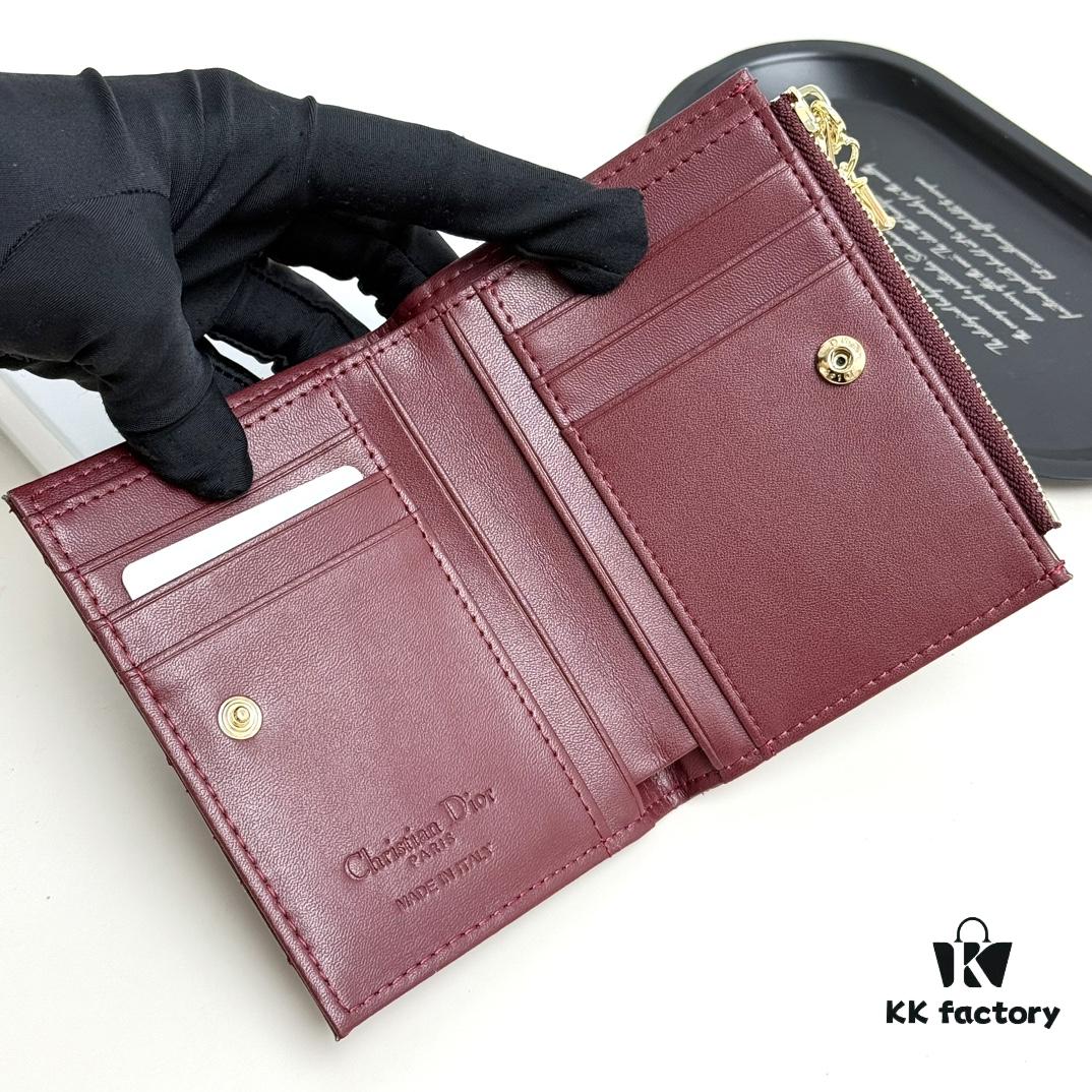 Dior 797 Black and Burgundy Small Leather Wallet