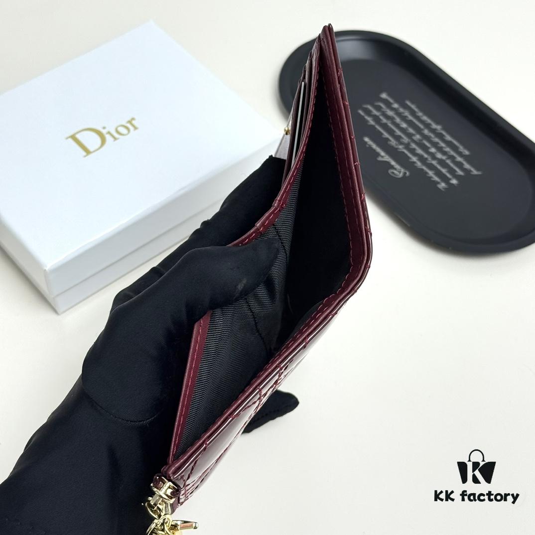 Dior 797 Black and Burgundy Small Leather Wallet