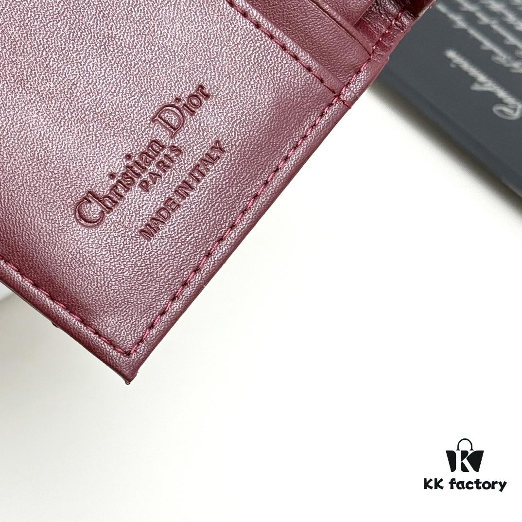 Dior 797 Black and Burgundy Small Leather Wallet