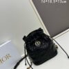 Dior Jolie Bucket Bag in Black Calfskin with Cannage Stitching, 2025 New Arrival
