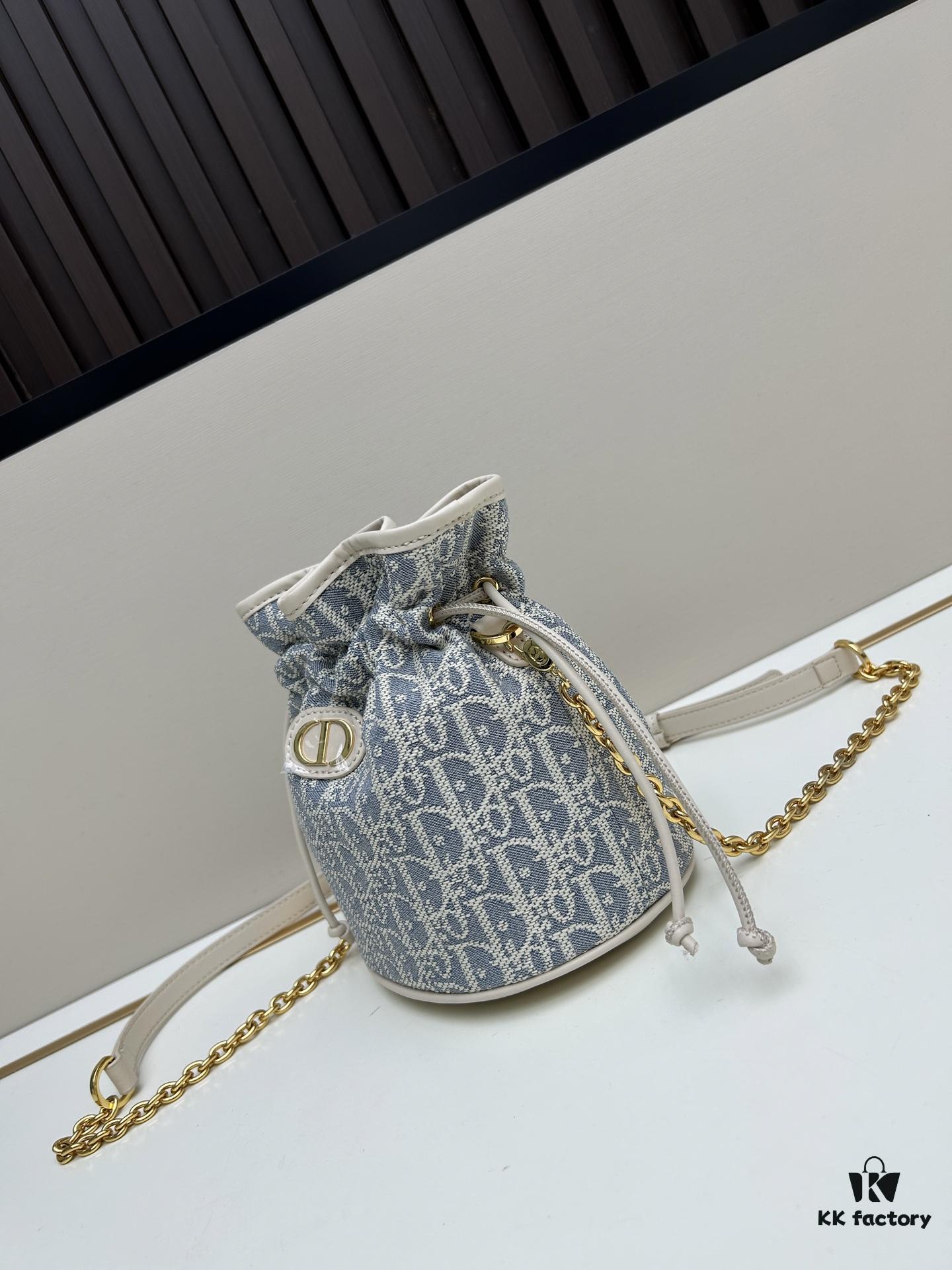 Dior Jolie Bucket Bag in Black Calfskin with Cannage Stitching, 2025 New Arrival