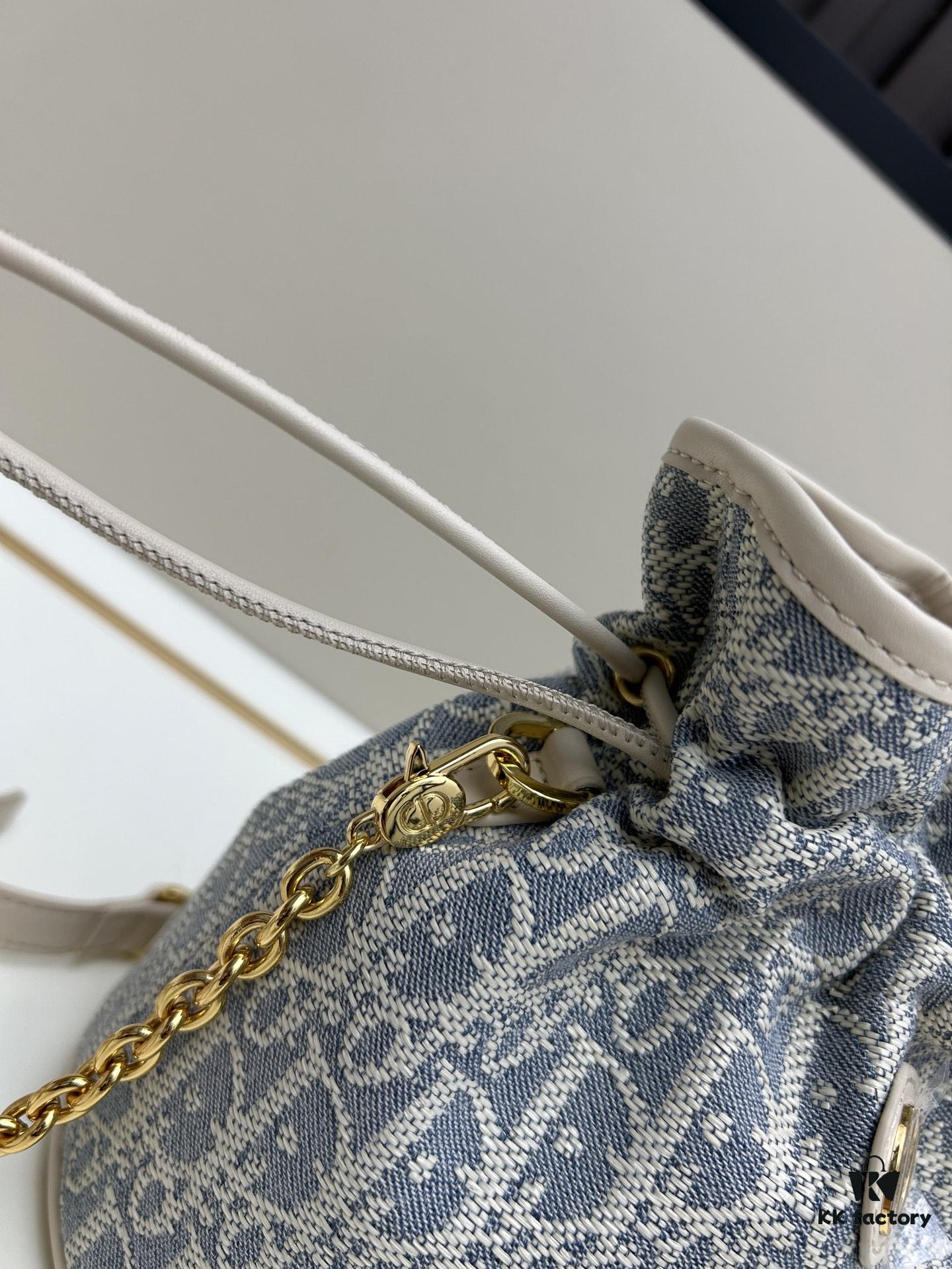 Dior Jolie Bucket Bag in Black Calfskin with Cannage Stitching, 2025 New Arrival