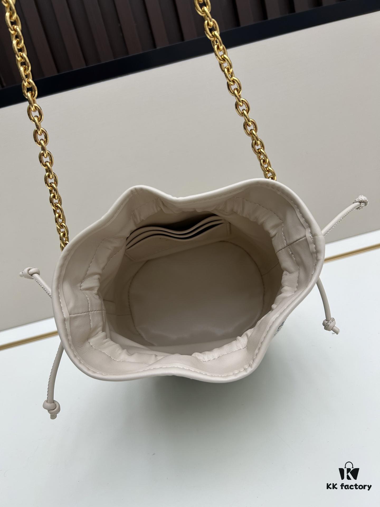 Dior Jolie Bucket Bag in Black Calfskin with Cannage Stitching, 2025 New Arrival