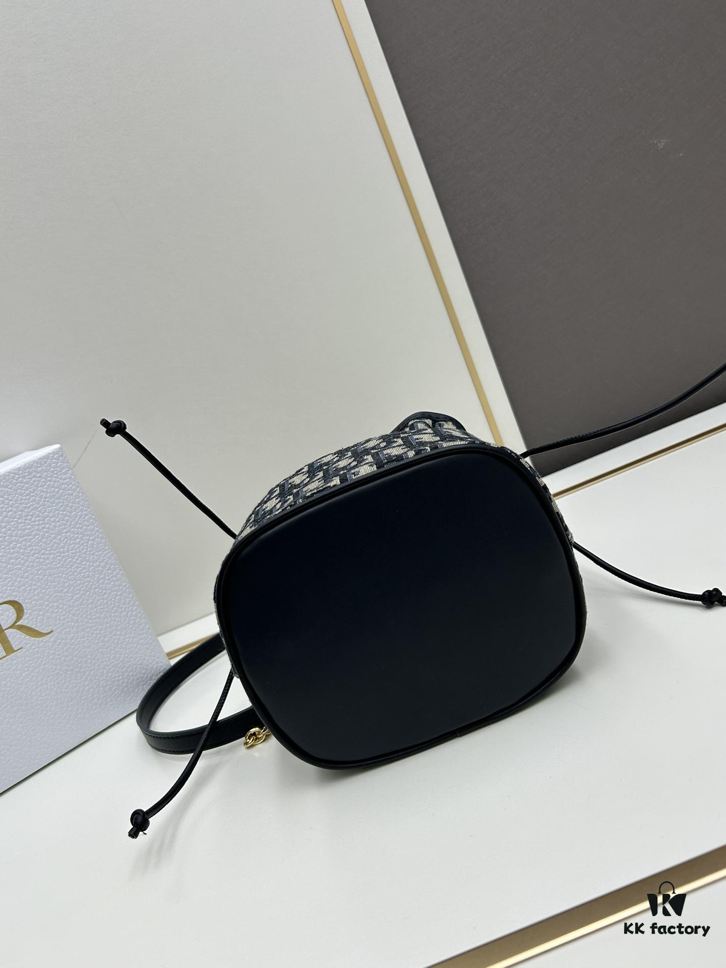 Dior Jolie Bucket Bag in Black Calfskin with Cannage Stitching, 2025 New Arrival