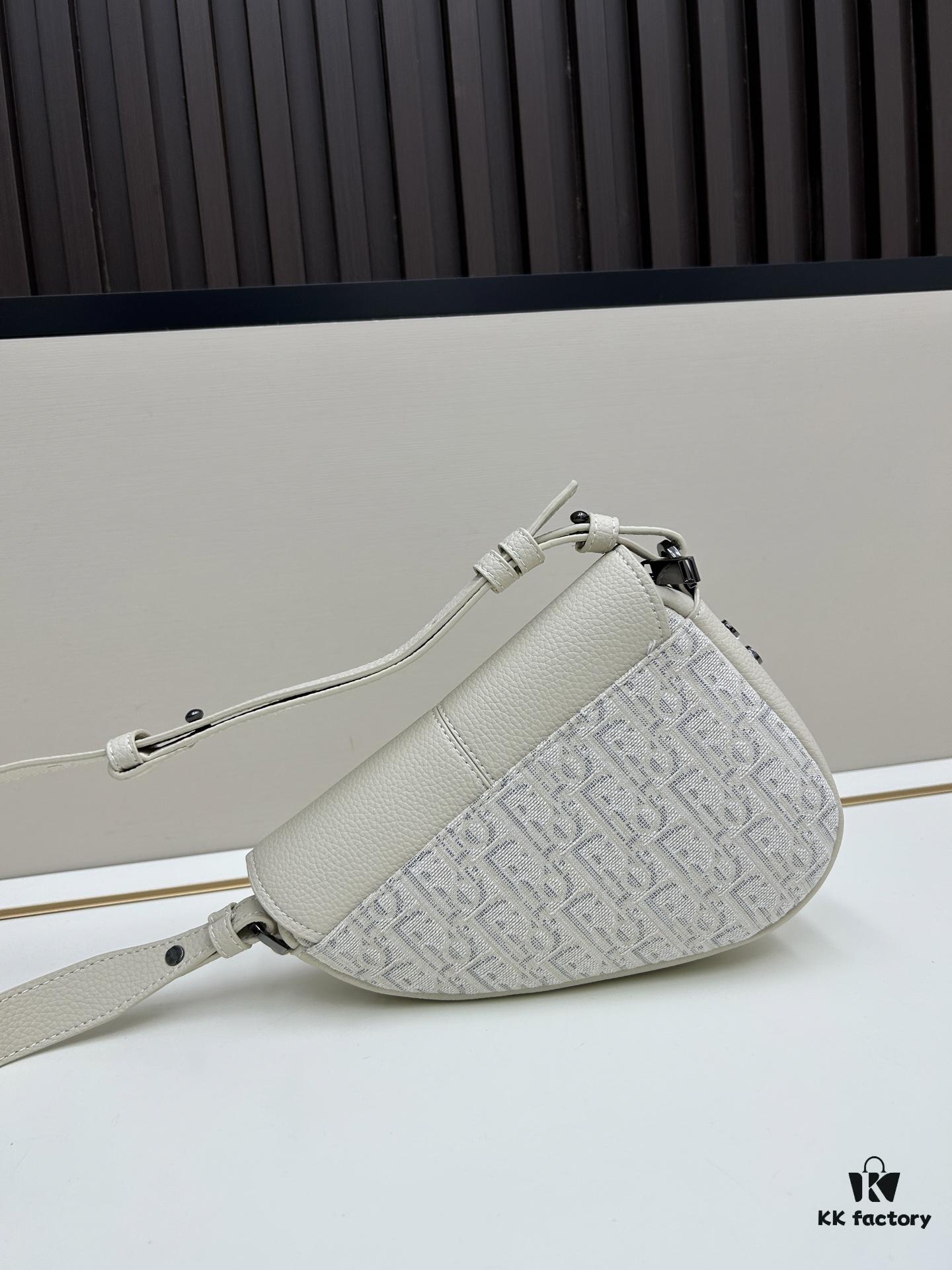 Saddle Bag Reimagined with Modern Structure in Beige and Black Oblique Print