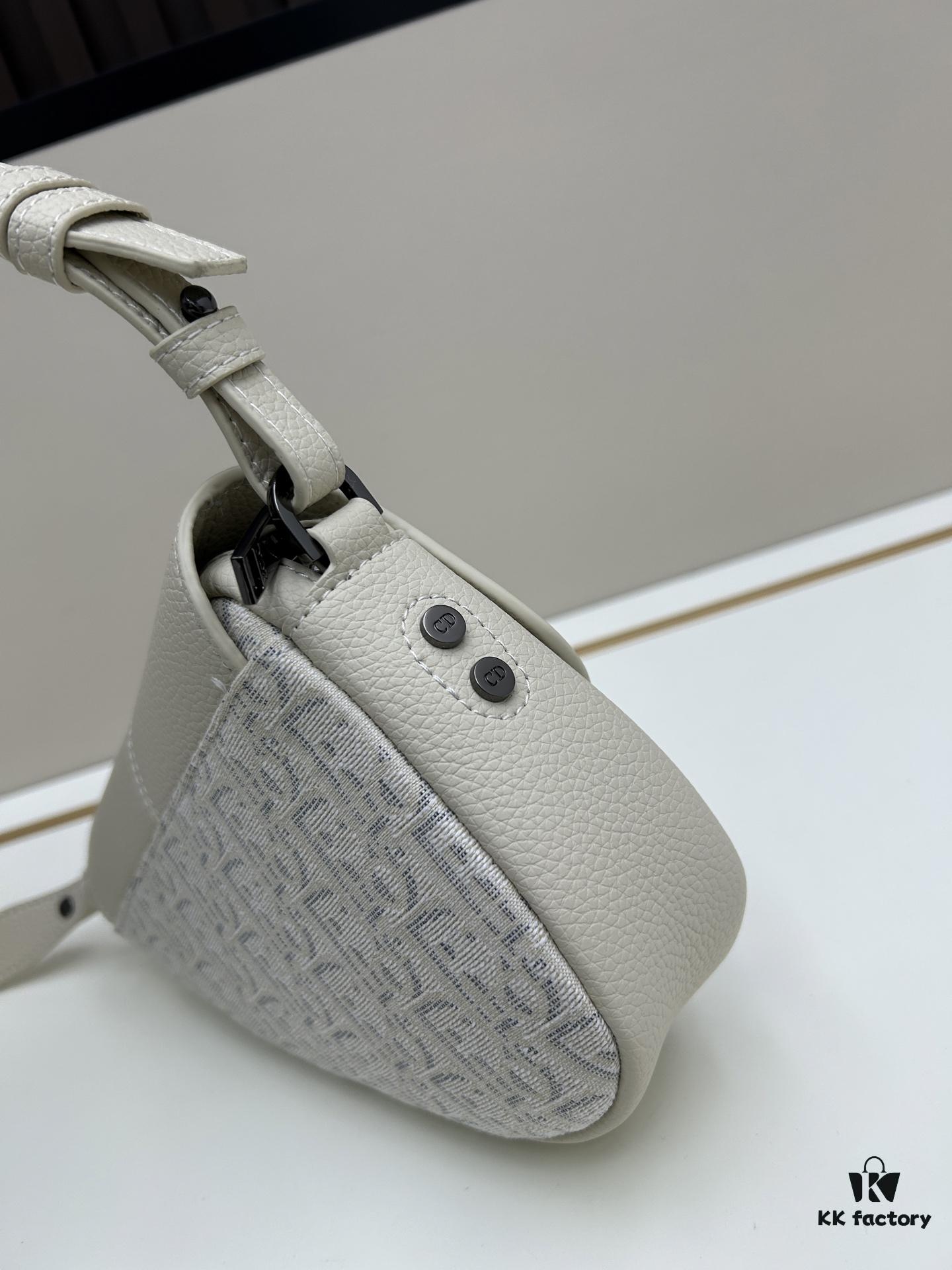 Saddle Bag Reimagined with Modern Structure in Beige and Black Oblique Print